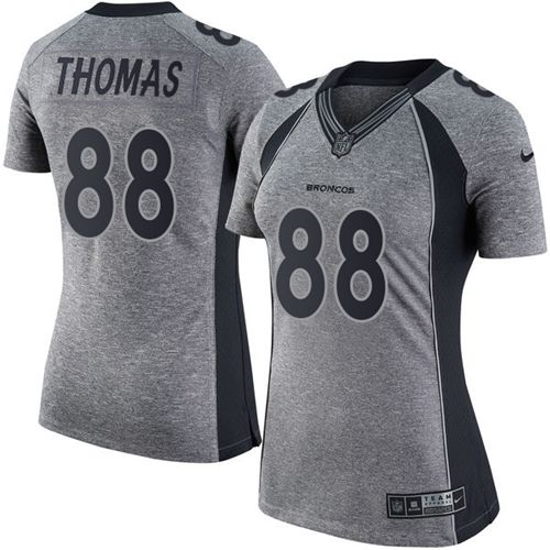 Nike Broncos #88 Demaryius Thomas Gray Women's Stitched NFL Limited Gridiron Gray Jersey